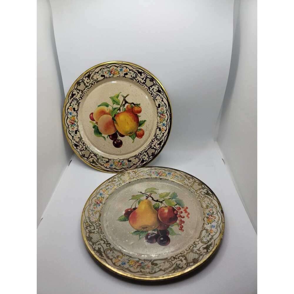 Daher Decorated Ware Tin Plate Tray Fruit 8" Diameter